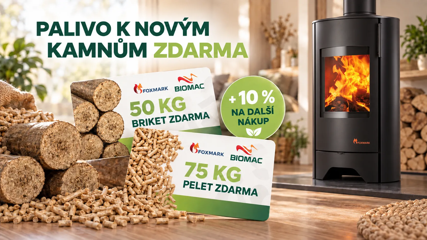 S novými kamny Foxmark získáte i palivo na první zatopení